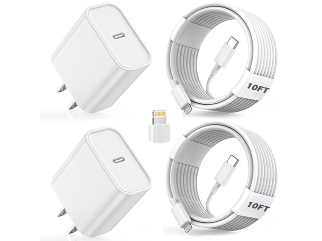 Fast Charger iPhone,10FT iPhone Charger,Long 10Feet Fast Apple Charger USB C to Lightning Cable Cord 2Pack Type C Wall Charger Box Block Plug for...