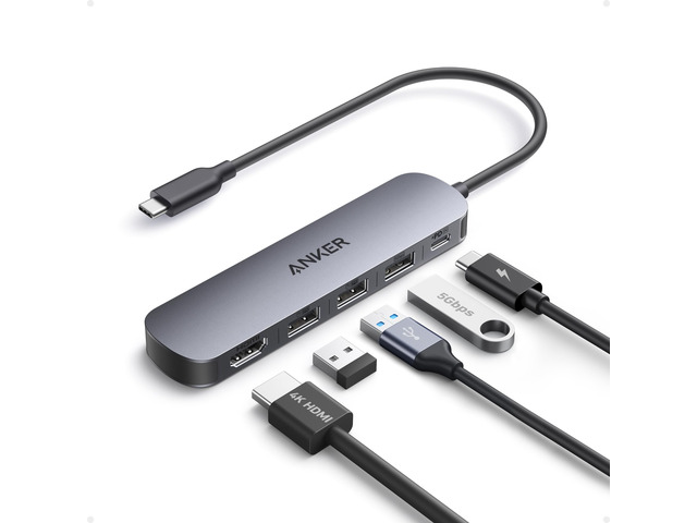 USB-C Hub, 5-in-1 USB Hub for Laptops, 4K HDMI Multiport Adapter USB C Dongle with 90W Max Power Delivery, 3×5Gbps USB A Data Ports, for MacBook,...