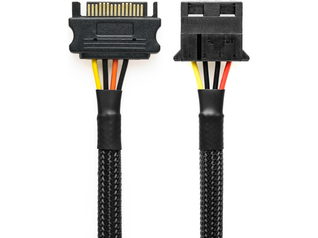 CRJ 15-Pin SATA to 4-Pin Molex Power Adapter Cable - 12-inch (30cm), Black Sleeved - Power 4-Pin Peripheral Molex Devices with a 15-Pin SATA Power...