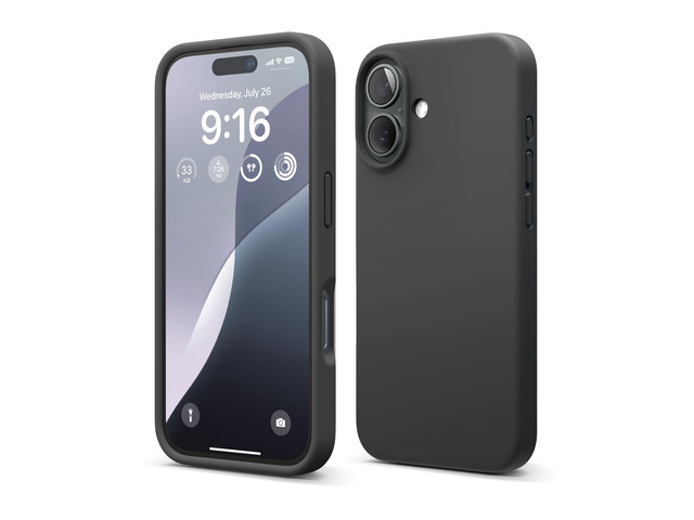 elago Premium Liquid Silicone Case for iPhone 16 Black Full Body Protection, Shockproof, Slim Phone Case, Anti-Scratch Soft Microfiber Lining...