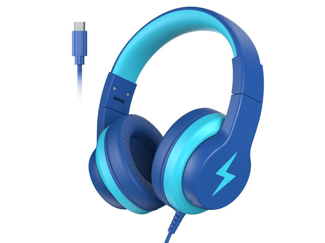 USB C Kids Headphones for School, Wired Over-Ear for Boys Girls 85dB Volume Limited, HD Stereo Sound, Adjustable Fit, Soft Cushions, Foldable...