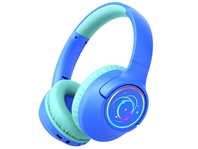Kids Bluetooth Headphones with 85H Playtime for Toddler Boy, Blue with LED Over Ear Wireless Headphones for Kids, 85/94dB Safe Volume Limit,...