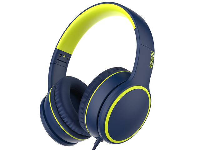 R10 Over-Ear Headphones with Microphone, Lightweight Folding Stereo Bass Headset with 1.5M No-Tangle Cord, Portable Wired Headphones for Smartphone...