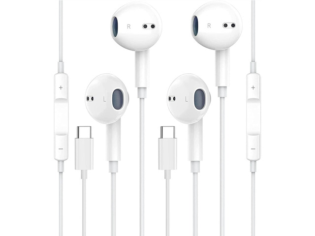 2 Pack USB C Headphone for Samsung S23 FE S22 S21 S20 A53 A54 Wired Earbuds in-Ear Type C Earphone with Microphone Volume Control Bass Stereo Fits...