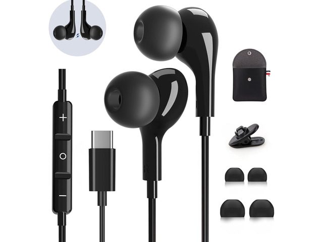 USB C Headphones for Samsung Galaxy S26 S25 S24 Ultra iPhone 17 16 Pro Max Wired Earbuds Magnetic in-Ear Type C Earphone with Microphone Stereo for...
