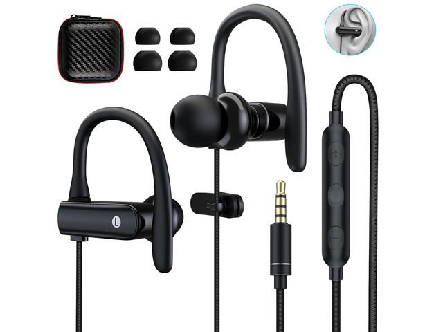 Over Ear Wired Earbuds 3.5mm Headphones with Microphone Ear Hooks Stereo Plug in Buds Corded Earphone for Samsung Galaxy A15 A03s A14 S10 A12 for...