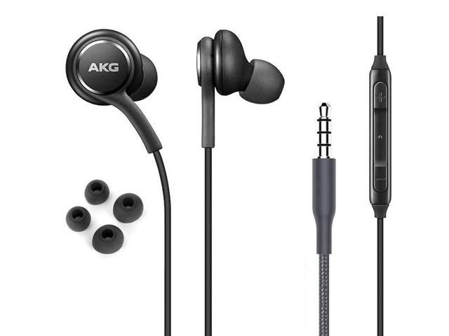 OEM Earbuds Stereo Headphones for Samsung Galaxy S10 S10e Plus A31 A71 Cable - Designed by AKG - with Microphone and Volume Buttons (Black)
