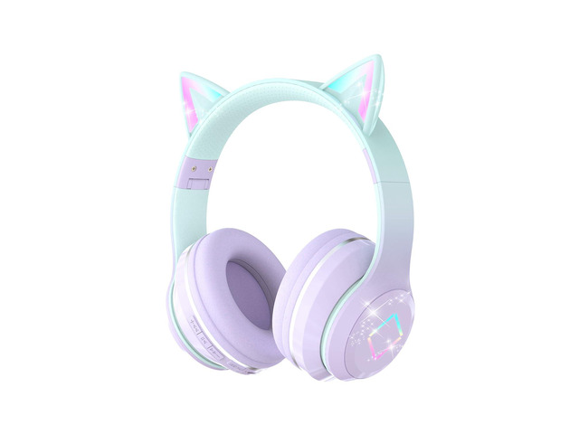 Bluetooth Kids Headphones,Cat Ear LED Light Up Kids Wireless Headphones,Bluetooth 5.1 & Stereo Sound, Foldable,Adjustable Headband,Children Headphone...