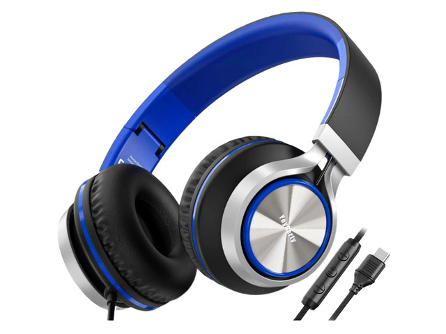 Upgraded USB Type C Wired Headphones, Foldable Over-Ear Headphones with Mic and Volume Control, Hi-Fi Stereo Sound for...