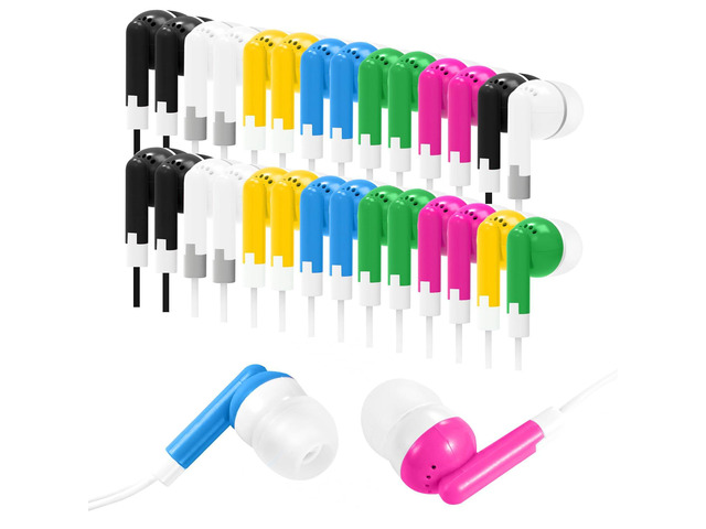 30 Packs Kids Earbud Headphones Bulk, Wired Earphones with 3.5 mm Jack Multi Colored Perfect for Classroom School Students Children and Adult