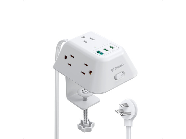 Desk Clamp Surge Protector, Power Strip for Desk with USB C PD 20W 5 AC Outlets, Fit 1.97in Tabletop Edge Thick, 1440J Surge Protection, Extension...