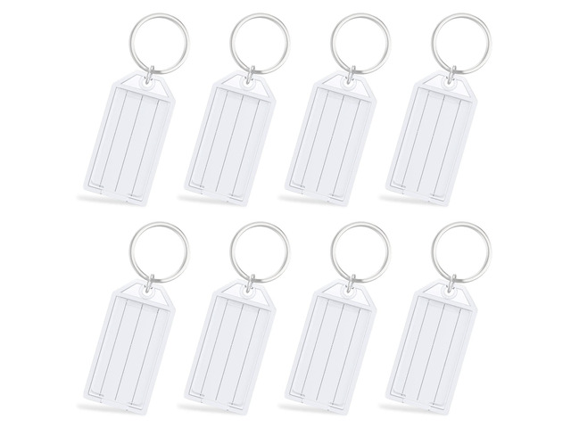 Uniclife 10 Pieces Key Tags 2 Inch Plastic Key Chain Tags with Ruled Blank Paper Labels Transparent Covers and Split Rings Sturdy Item Identifiers,...