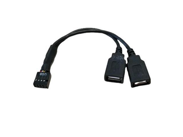Computer Motherboard Extension Cable USB 9pin To 2-Port 2.0 A Female Connection Line Data Cord 15cm