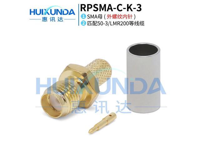 RPSMA-C-K-3 SMA female male thread pin reverse crimp 50-3/LMR200 cable connector K5