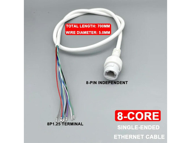 RJ45 Female Socket Network Camera Waterproof Pigtail Terminal Block 8core 1.25 Single-end Network Port Cable Tp12v Poe Connector