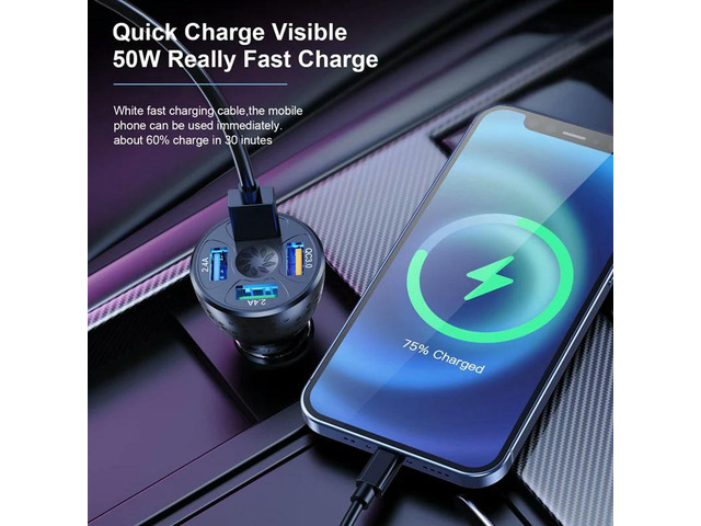 50W Car Charge 4 Ports USB QC 3.0 Fast Charging Mini Phone Charger In Auto For Car Charger