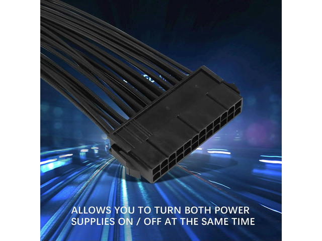 Power Supply Splitter, Dual PSU Cable Adapter 24 Pin 20+4 Pin ATX Motherboard Adapter Extension Cable Dual 24-Pin Mining Adapter