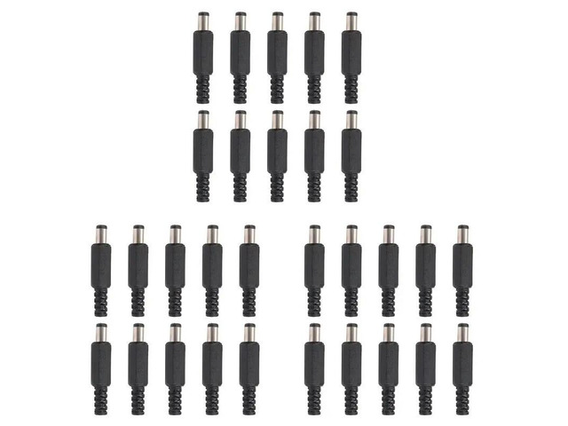 30Pcs 5.5X2.1Mm Male Solder Dc Barrel Tip Plug Jack Straight Connectors For DC Power Supply LED Lights Switch Black