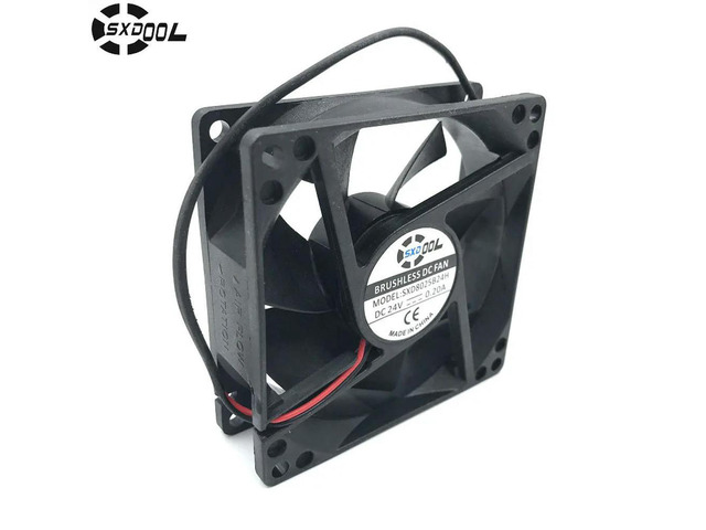 SXD8025B24H 80*80*25mm Dual Ball Bearing DC 24V 0.20A 2P 3800RPM 51CFM Axial Case Cooling Fan
