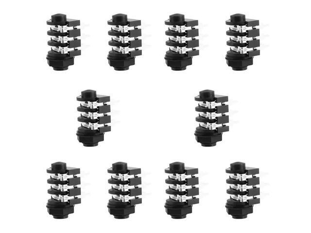 10 Pcs 1/4 Inch 6.5Mm Stereo Audio PCB Panel Mount Headphone Jack Socket 6 Pin