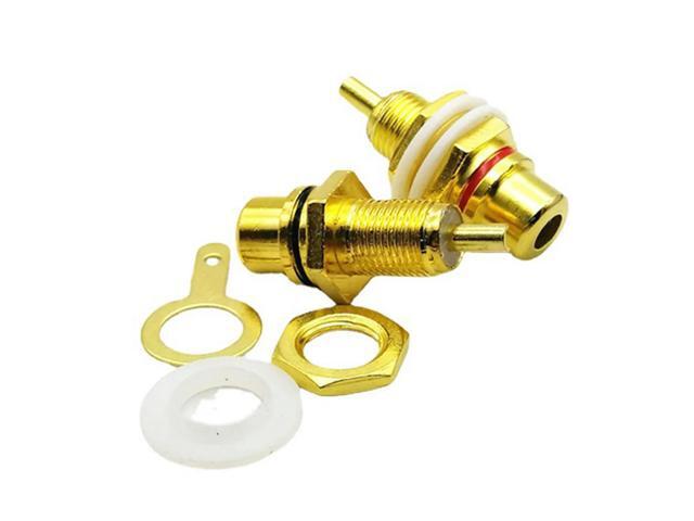 10Pcs RCA Female Jack Plated Rca Connector Gold Panel Mount Chassis Audio Socket Plug Bulkhead With Nut Solder Cup
