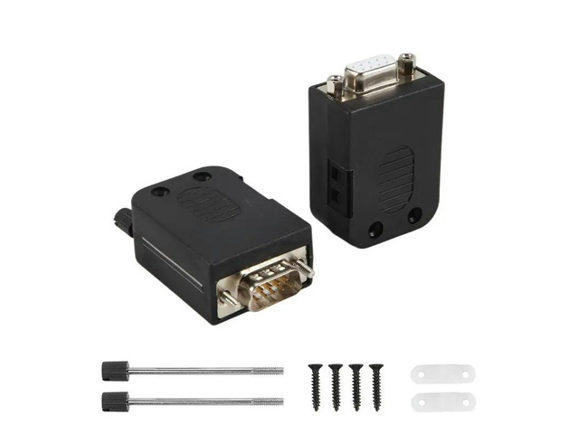 DB9 Solderless Connector RS232 D-SUB Serial To 9-Pin Port Terminal Male Female Adapter With Case (1Pcs-Male+1Pcs-Female)