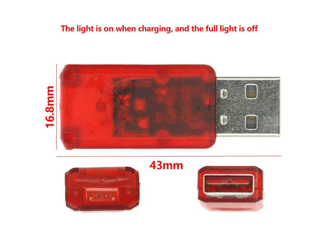 Lithium USB charger 3.7V with protection board with charging display light MX2.0 female