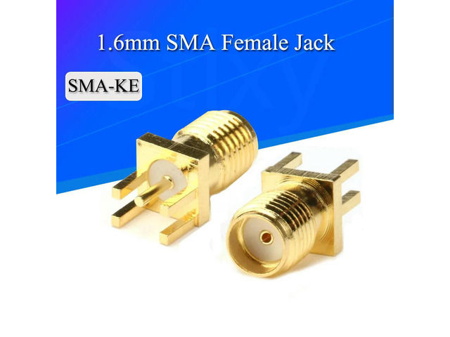 10PCS 1.6mm SMA Female Jack Solder Nut Edge PCB Clip Straight Mount Gold Plated RF Connector Receptacle Solder