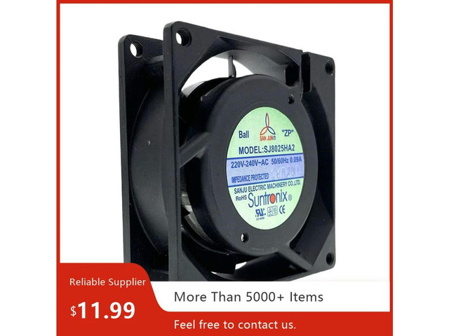 80mm AC 220V 240V l Frame Cooling Fan SJ8025HA2, High-Speed Dual Ball Bearing Fan for Server, Cabinet, Industrial Equipment