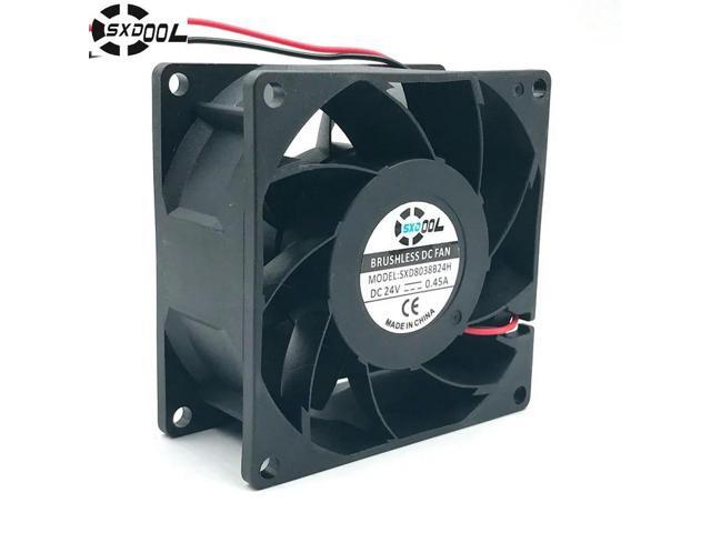 Fan 8038 DC 24v 80mm Cooling Fan Dual Ball Bearing 0.45A,High Speed CFM Air Flow,80X80X38mm,for Server Inverter Case Cooler