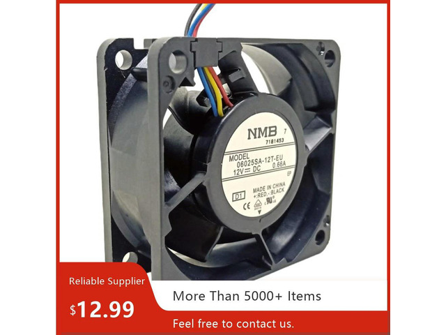 60mm 12V High-Speed PWM Cooling Fan 06025SA-12T-EU, Precision Double Ball Bearing, 7000RPM, 0.66A for CPU & Chassis Cooling