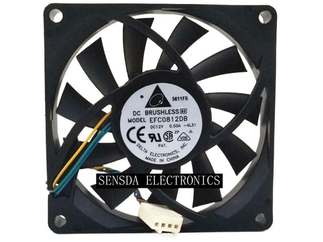 2PCS for delta EFC0812DB 8CM 80MM 8015 8*8*1.5CM 80*80*15MM 12V 0.5A 4-wire PWM cooling Fan