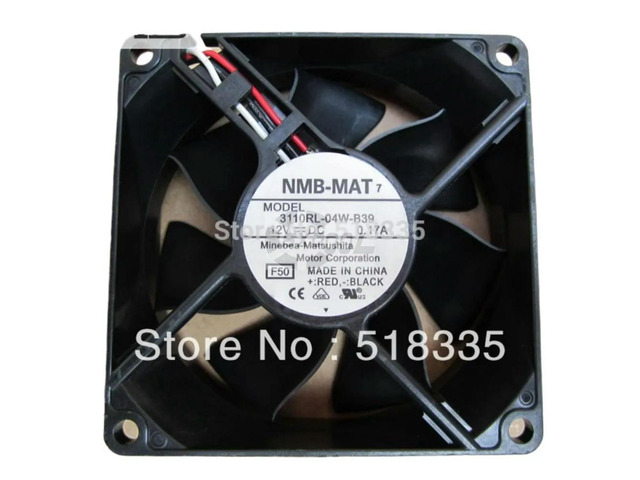 80mm Fan for 3110RL-04W-B39 8025 12V 0.17A Dual Ball Cooling Fan, 2300RPM, 48.9CFM Server Inverter Application