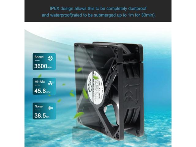IP68 80mm 8cm Waterproof Dustproof DC 12V Cooling Fan 80X80X25mm Dual Ball Bearing 3-Pin PC Computer Chassis PSU