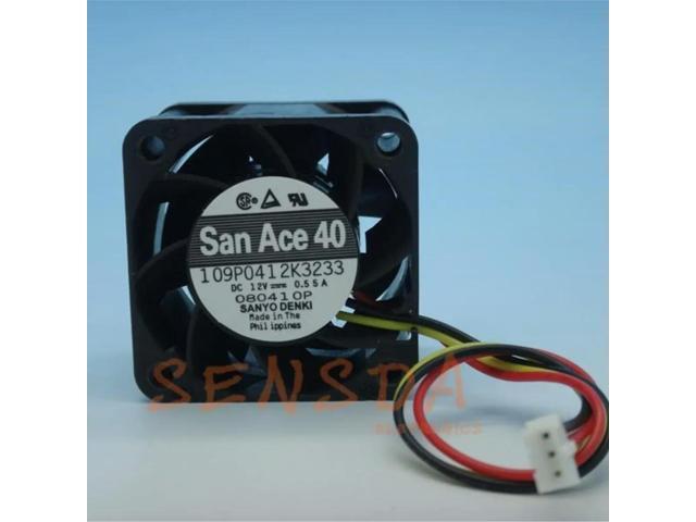 40mm Fan for Sanyo 109P0412K3233 40x40x28mm DC 12V 0.55A 15,500RPM High-Speed Server Cooling Fan, 21CFM, 50dB, 1U Inverter