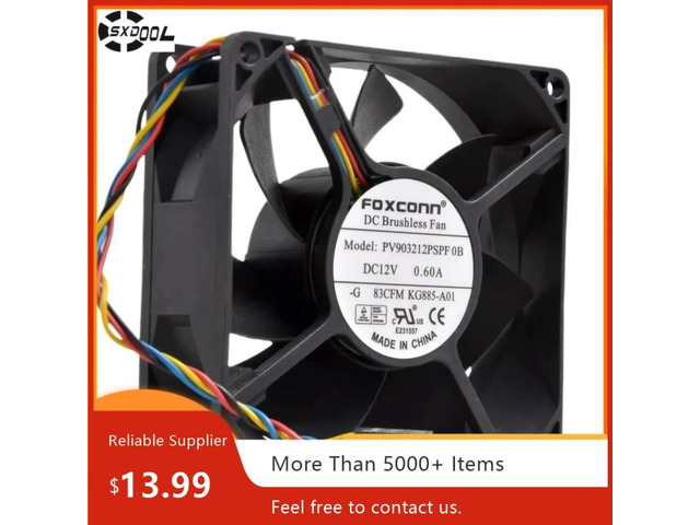 For PV903212PSPF-0A 90x90x32mm DC 12V 0.6A PWM Server Inverter Cooling Fan 83CFM