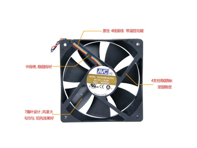 120mm 12cm PWM Fan for AVC DA12025B12L 12V 0.3A 4-Pin PC Case Cooling 120X120X25mm