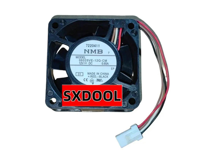For 06025VE-12Q-CM 60x60x25mm DC 12V 0.65A 4-Wire Ball Bearing High Speed Fan