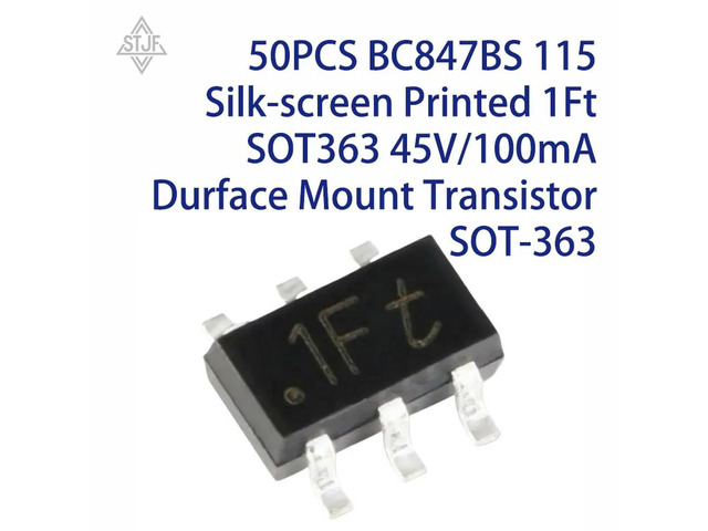 50PCS BC847BS 115 Silk-screen Printed 1Ft SOT363 45V/100mA Durface Mount Transistor SOT-363