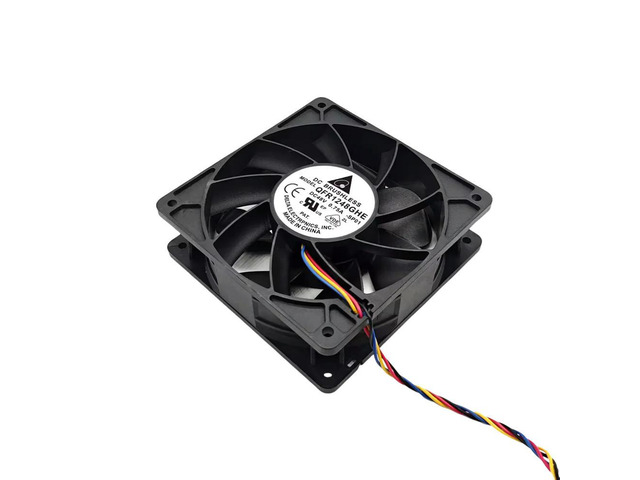12038 for Delta QFR1248GHE 48V 0.75A PWM Cooling Fan - 120x120x38mm, 6000RPM, 24W, 4-Wire Ball Bearing, Industrial Bl