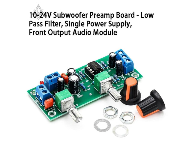 10-24V Subwoofer Preamp Board - Low Pass Filter, Single Power Supply, Front Output Audio Module