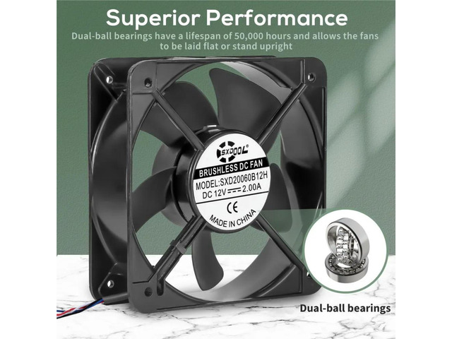 Large Size 200mm 20060 20cm DC 12V High Air Flow 540CFM 200X60MM for Vehicle Car EV Charger Station Industrial Cooling Fan