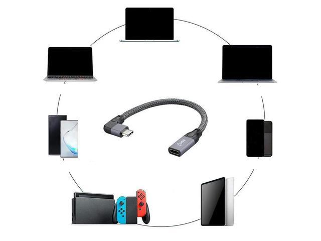 Right Angle USB C Extension Cable Short, Braied &Aluminum USB-C 3.1 Male To Female Extension,Gen 2 10Gbps