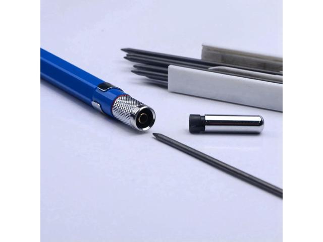 2Pcs 2.0Mm Mechanical Pencil Lead Pencil For Draft Drawing Carpenter Crafting Art Sketching With 24 Pcs Refill - Blue