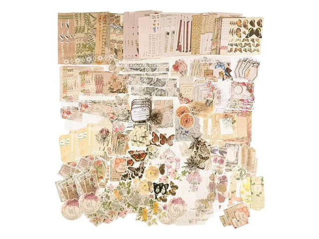 260Pcs Vintage Scrapbooking Stickers Pack,DIY Retro Journaling Supplies Stickers Kit,Flowers Scrapbook Paper Accessories