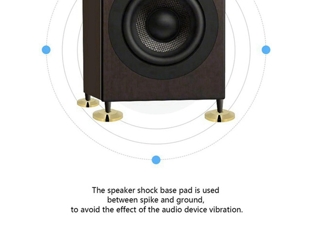 8 Pcs Speaker Pure Copper Spikes Pads Hifi Speaker Box Isolation Floor Stand Feet Cone Base Shoes Pad (Gold)