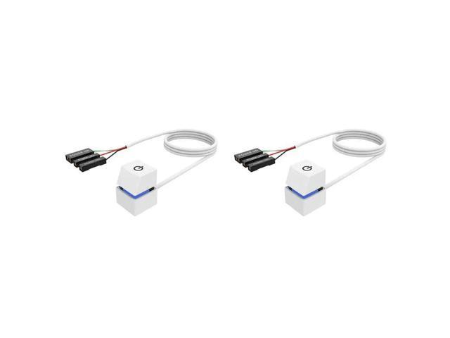 2X 2M LED Lights Computer Desktop Switch PC External Start Power On/Off Button Extension Cable, Blue Light