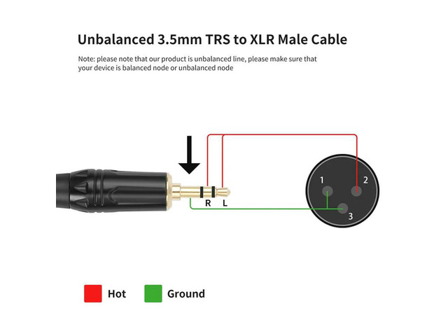 3.5Mm To XLR Cable Adapter Balanced 1/8 Inch Mini Jack TRS Stereo To 3Pin XLR Male Microphone Audio Cable