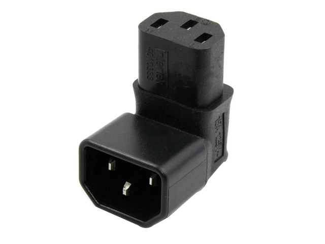 2X IEC Male C14 To Up Right Angled 90 Degree IEC Female C13 Power Extension Adapter