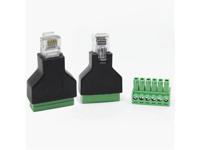 5 Pcs RJ12 Male To 6 Pins Screw Terminal Block Adapter For Cat3 Handset Cable Extension, RJ12 6P6C Modular Connectors